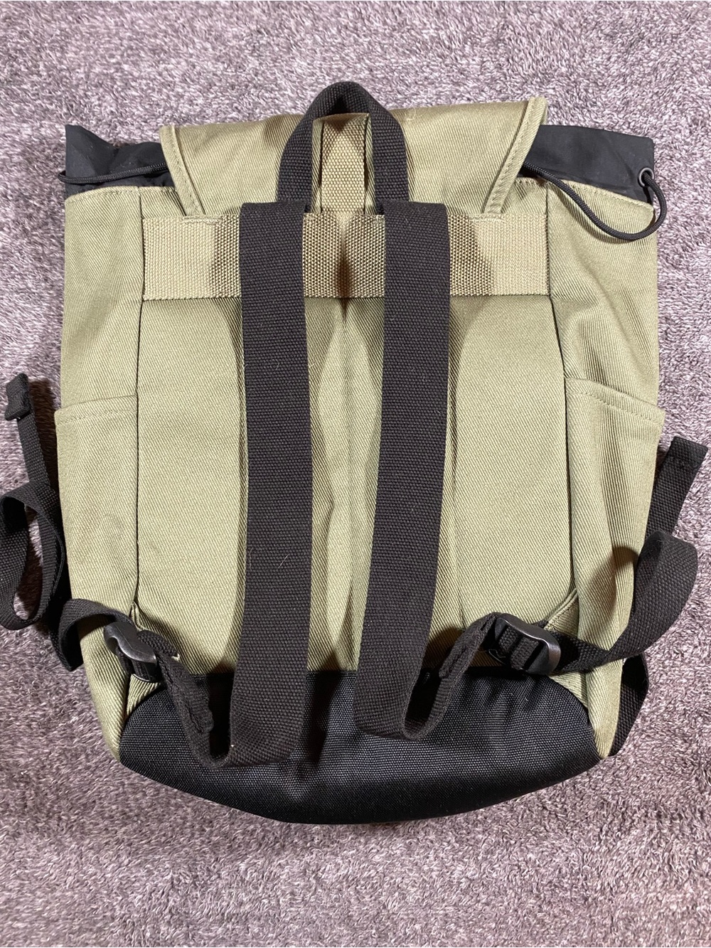 Timberland Olive Green & Black Canvas Roll-Top Backpack - Picture 3 of 3